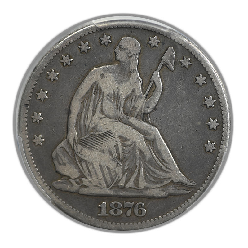 1876-CC Liberty Seated Half Dollar 50C PCGS F15 Obverse