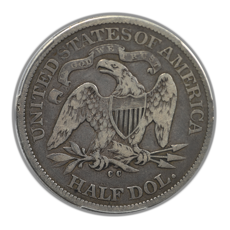 1876-CC Liberty Seated Half Dollar 50C PCGS F15 Reverse