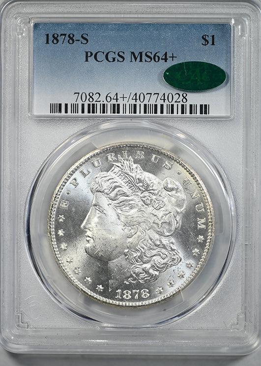 1878-S Morgan Dollar $1 PCGS MS64+ CAC - REVERSE TONED!