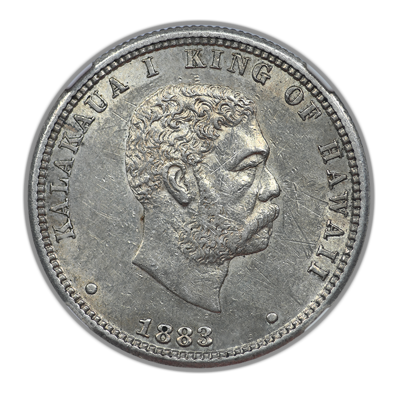1883 Kingdom of Hawaii Quarter 25C NGC AU58