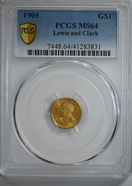1905 Lewis &amp; Clark Classic Commemorative Gold Dollar G$1 PCGS MS64 Obverse Slab