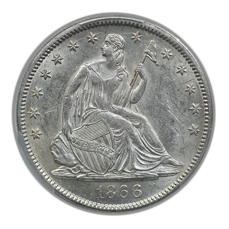 1866 Liberty Seated Half Dollar 50C PCGS MS61 - Motto Obverse