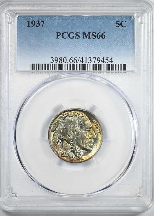 1937 Buffalo Nickel 5C PCGS MS66 - TONED!