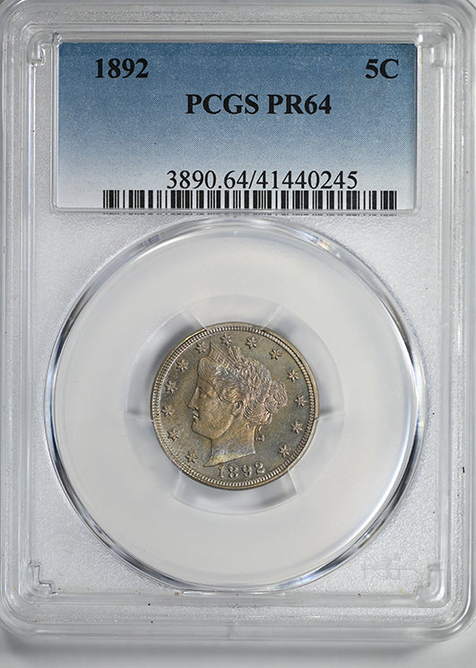 1892 Proof Liberty V-Nickel 5C PCGS PR64