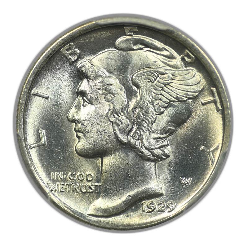 1929-D Mercury Dime 10C PCGS MS64FB CAC - Full Bands