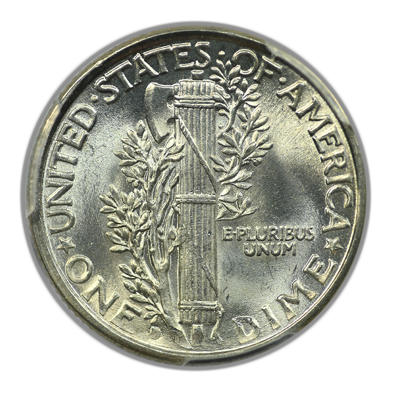 1929-D Mercury Dime 10C PCGS MS64FB CAC - Full Bands