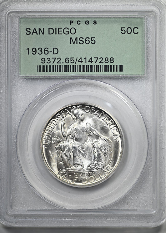 1936-D San Diego Classic Commemorative Half Dollar 50C PCGS MS65 OGH