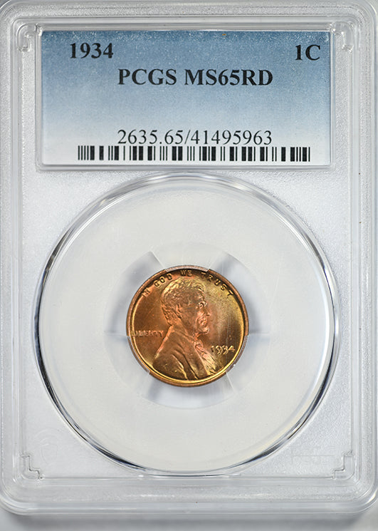 1934 Lincoln Wheat Cent 1C PCGS MS65RD - TONED!