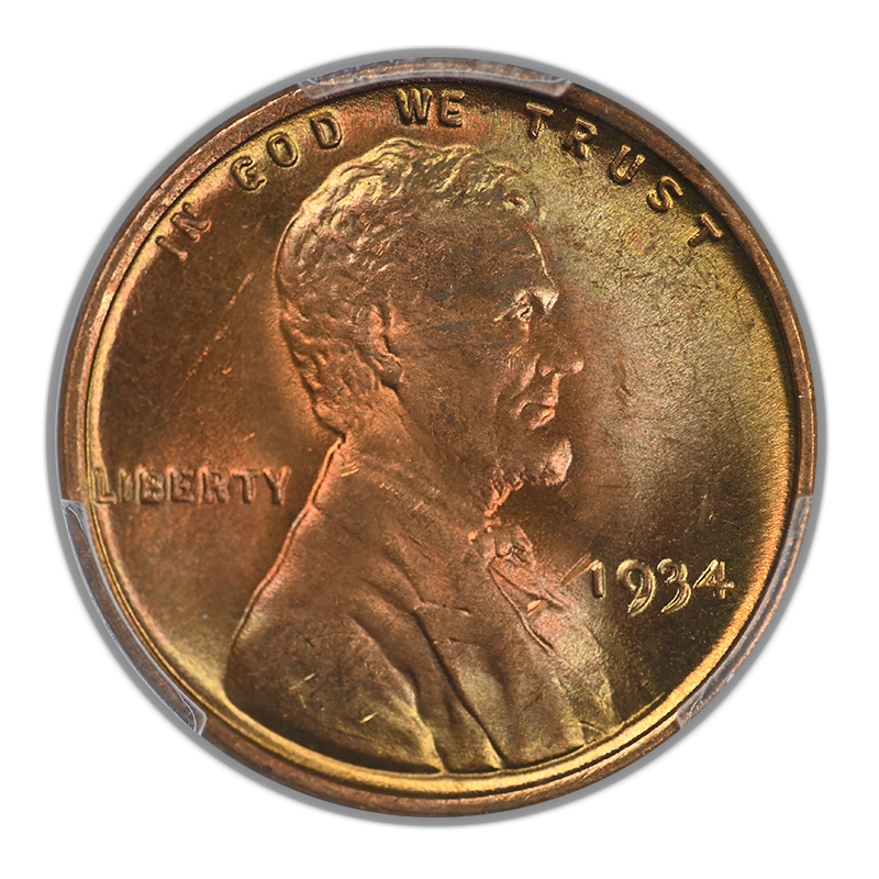 1934 Lincoln Wheat Cent 1C PCGS MS65RD - TONED!