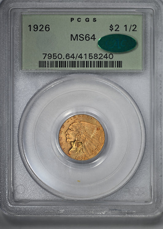 1926 Indian Head Gold Quarter Eagle $2.50 PCGS MS64 CAC OGH