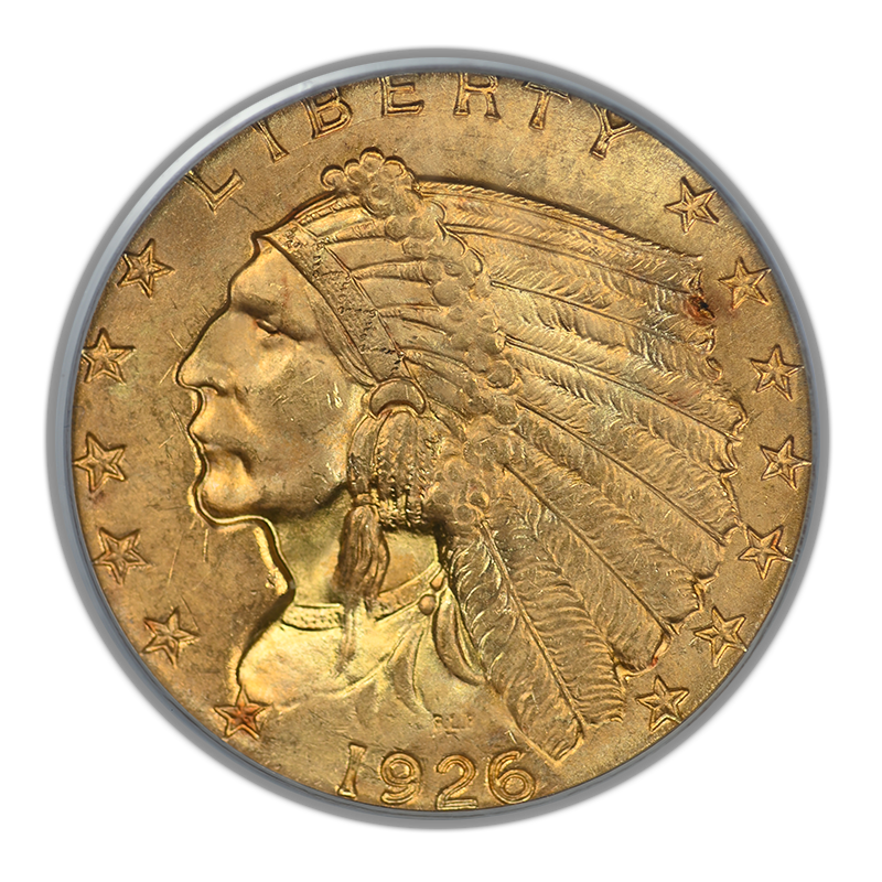 1926 Indian Head Gold Quarter Eagle $2.50 PCGS MS64 CAC OGH