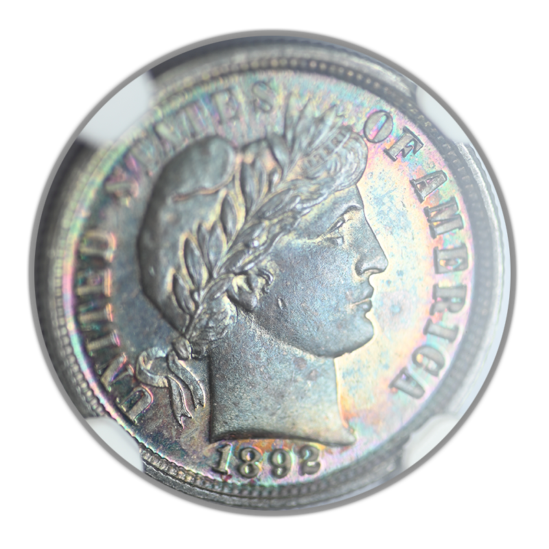 1892 Proof Barber Dime 10C NGC PF66 - TONED!