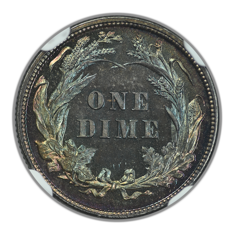 1892 Proof Barber Dime 10C NGC PF66 - TONED!
