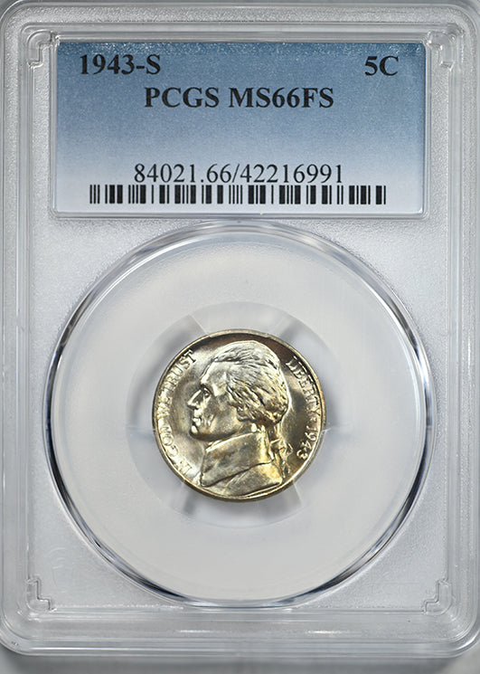 1943-S Jefferson War Nickel 5C PCGS MS66FS - Full Steps