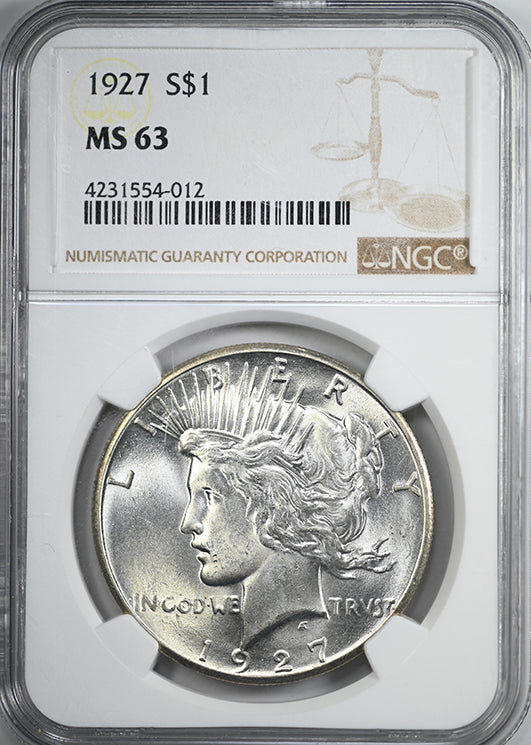 1927 Peace Dollar $1 NGC MS63