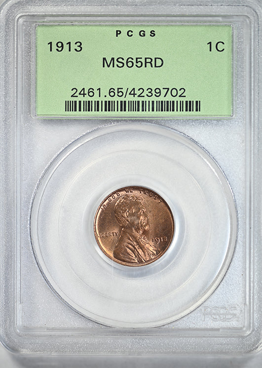 1913 Lincoln Wheat Cent 1C PCGS MS65RD OGH
