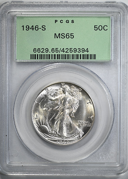 1946-S Walking Liberty Half Dollar 50C PCGS MS65 OGH