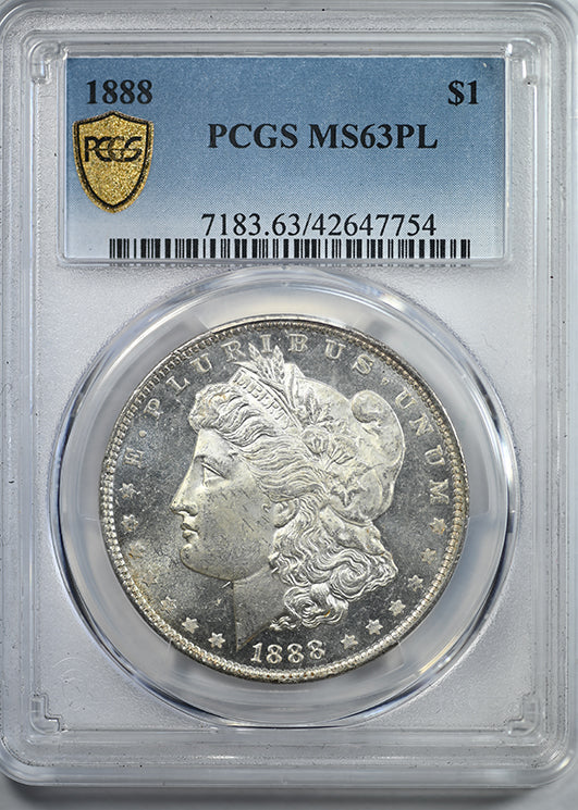1888 Morgan Dollar $1 PCGS MS63PL - Proof Like Obverse Slab