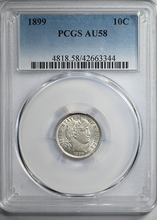 1899 Barber Dime 10C PCGS AU58