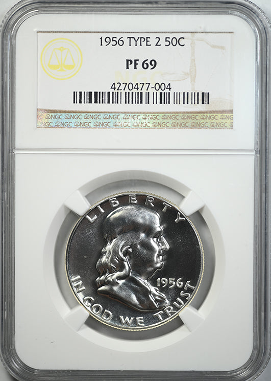 1956 Proof Type 2 Franklin Half Dollar 50C NGC PF69