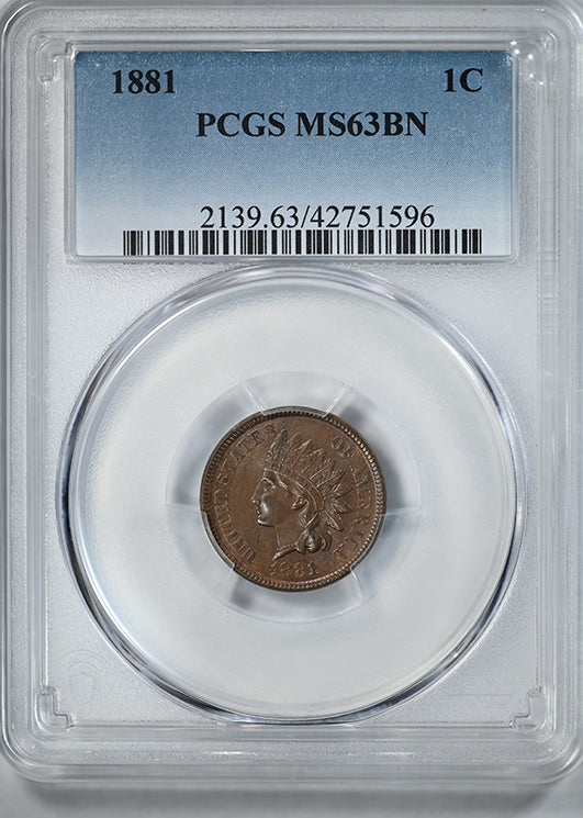 1881 Indian Head Cent 1C PCGS MS63BN