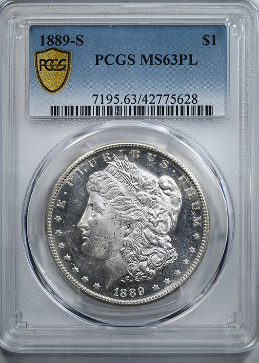 1889-S Morgan Dollar $1 PCGS MS63PL - Proof Like Obverse Slab