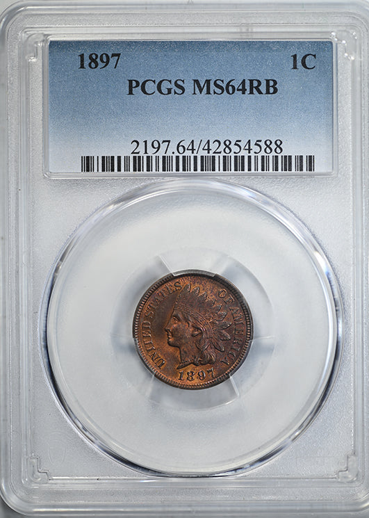 1897 Indian Head Cent 1C PCGS MS64RB Obverse Slab