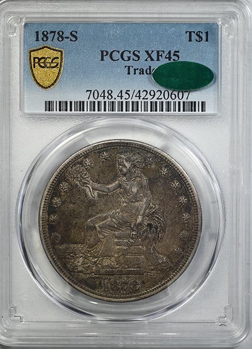 1878-S Trade Dollar T$1 PCGS XF45 CAC Obverse Slab