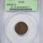 1922-D Lincoln Wheat Cent 1C PCGS VF20 OGH - Weak D
