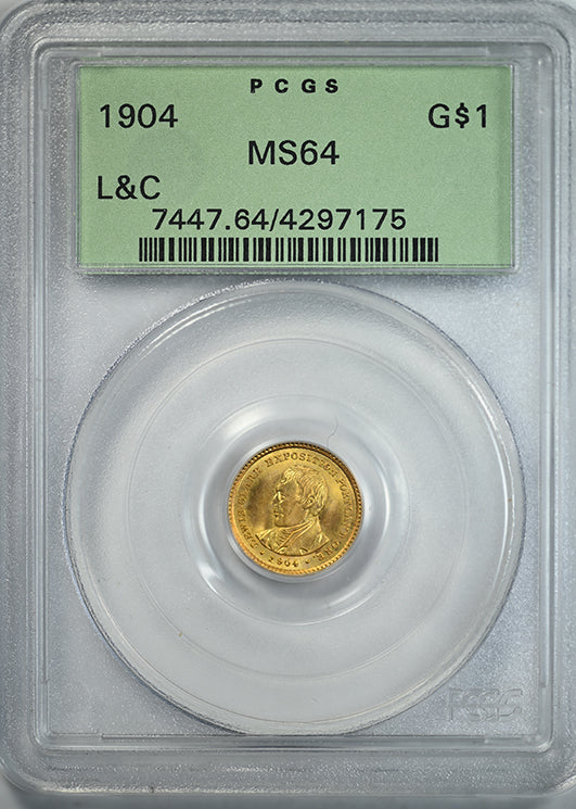 1904 Lewis & Clark Classic Commemorative Gold Dollar G$1 PCGS MS64 OGH Obverse Slab