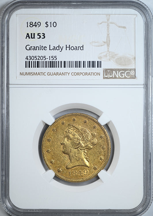 1849 Liberty Head Gold Eagle $10 NGC AU53