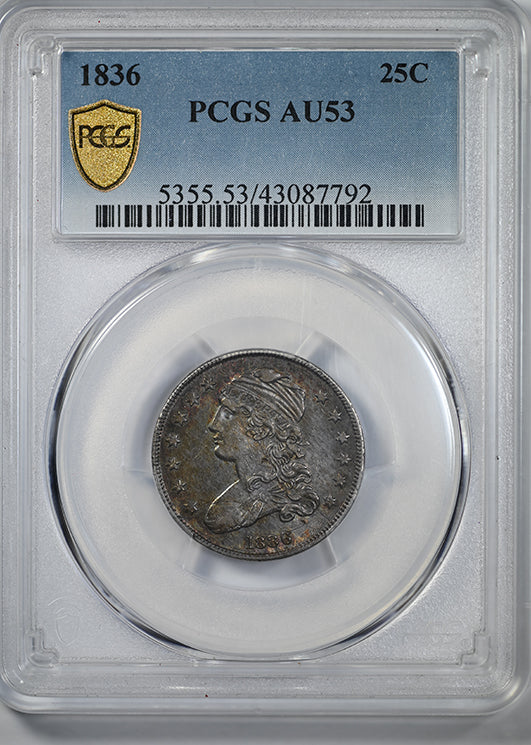 1836 Capped Bust Quarter 25C PCGS AU53 Obverse Slab