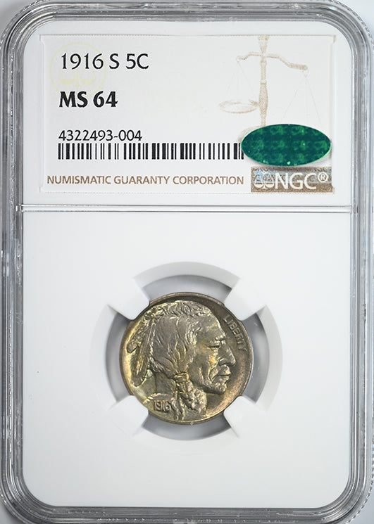 1916-S Buffalo Nickel 5C NGC MS64 CAC