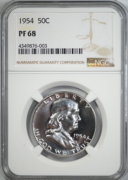1954 Proof Franklin Half Dollar 50C NGC PF68