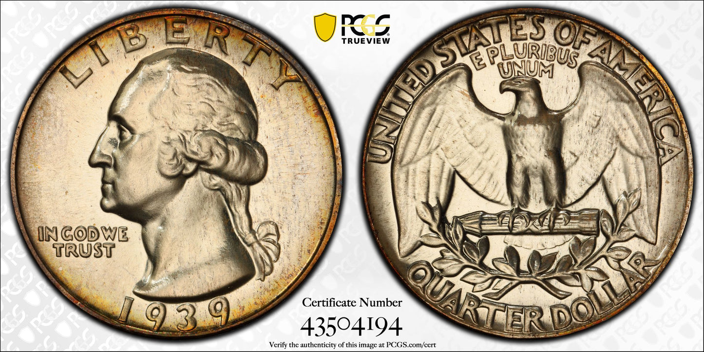 1939 Proof Washington Quarter 25C PCGS PR65 CAC