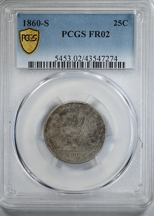 1860-S Liberty Seated Quarter 25C PCGS FR02 - Lowball