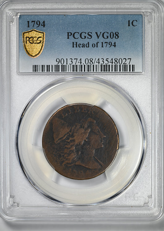 1794 Liberty Cap Large Cent 1C PCGS VG08 - Head of 1794