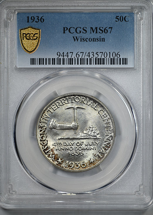 1936 Wisconsin Classic Commemorative Half Dollar 50C PCGS MS67