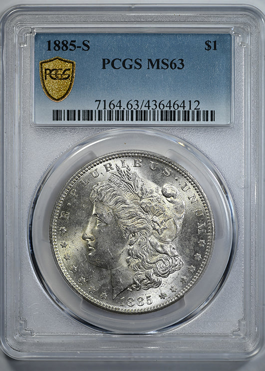 1885-S Morgan Dollar $1 PCGS MS63 Obverse Slab