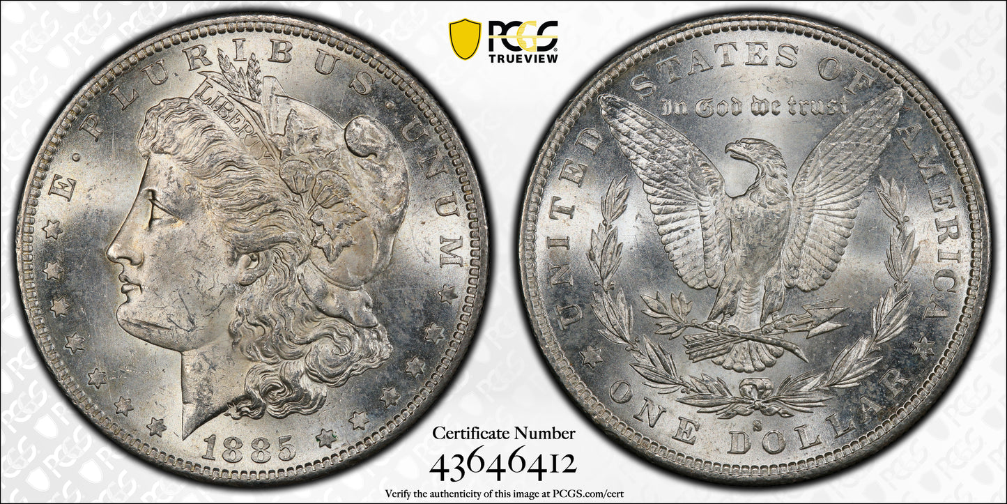 1885-S Morgan Dollar $1 PCGS MS63 Trueview