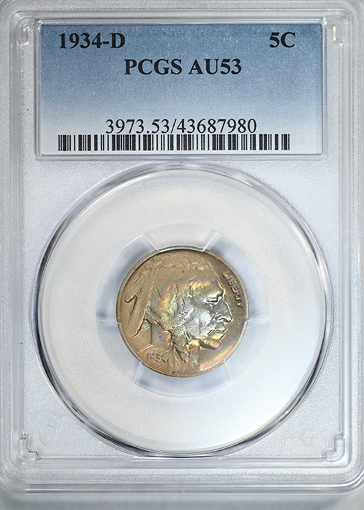 1934-D Buffalo Nickel 5C PCGS AU53 - TONED!