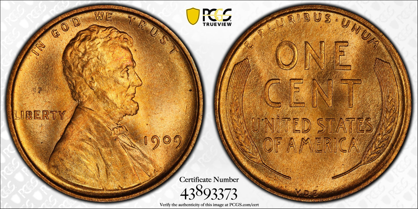 1909 VDB Lincoln Wheat Cent 1C PCGS MS66RD