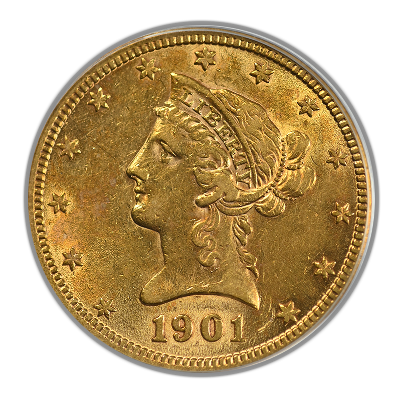 1901 Liberty Head Gold Eagle $10 PCGS XF40 OGH Obverse