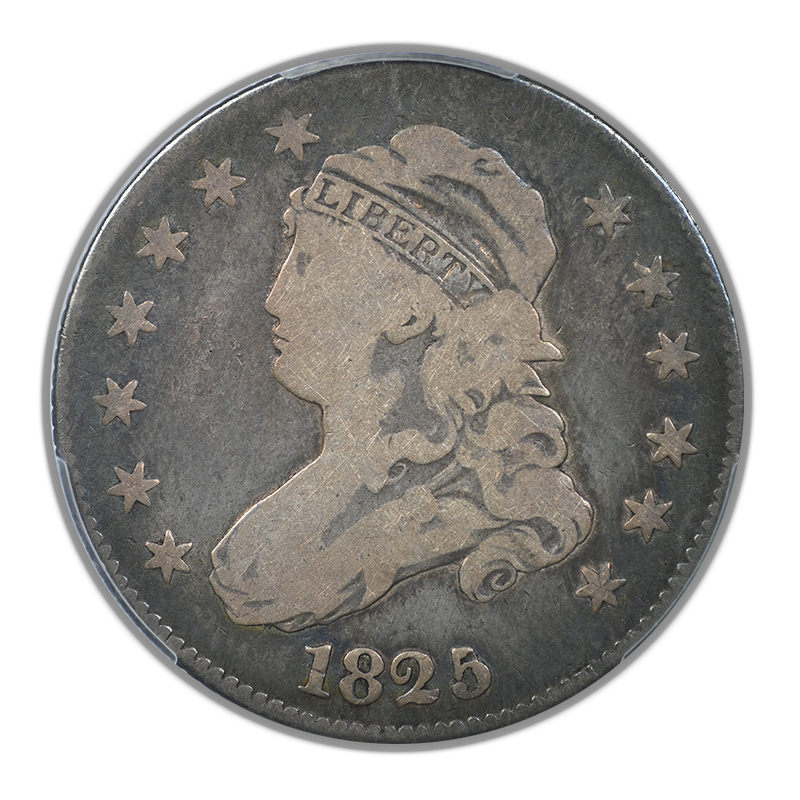 1825/4/(2) Capped Bust Quarter 25C PCGS VG10 CAC - Browning 3 Obverse