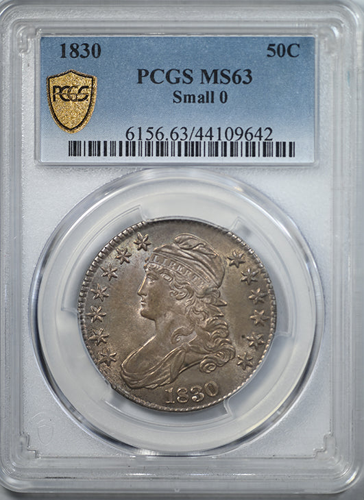 1830 Capped Bust Half Dollar 50C PCGS MS63 - Small 0 Obverse Slab