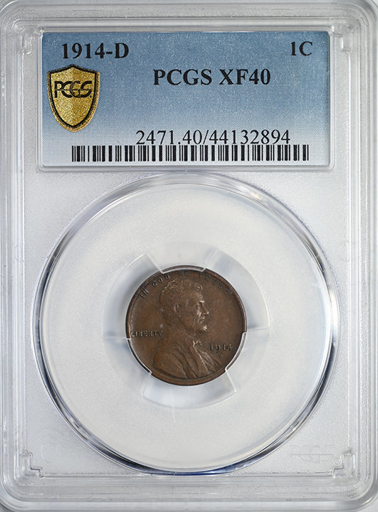 1914-D Lincoln Wheat Cent 1C PCGS XF40 Obverse Slab