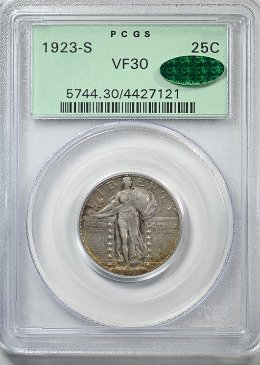 1923-S Standing Liberty Quarter 25C PCGS VF30 CAC OGH