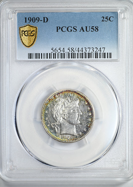 1909-D Barber Quarter 25C PCGS AU58 - TONED!