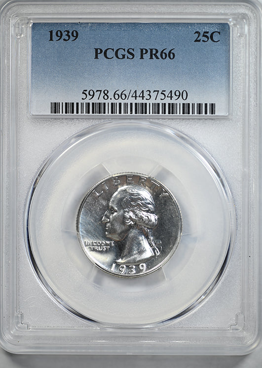 1939 Proof Washington Quarter 25C PCGS PR66