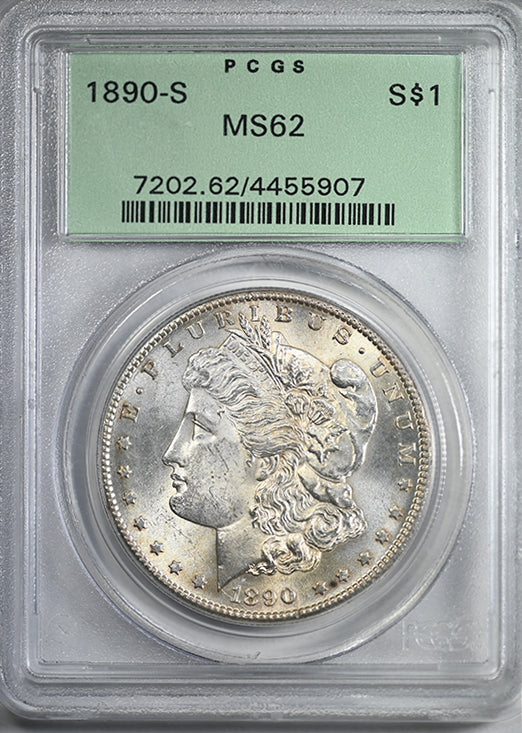 1890-S Morgan Dollar $1 PCGS MS62 OGH